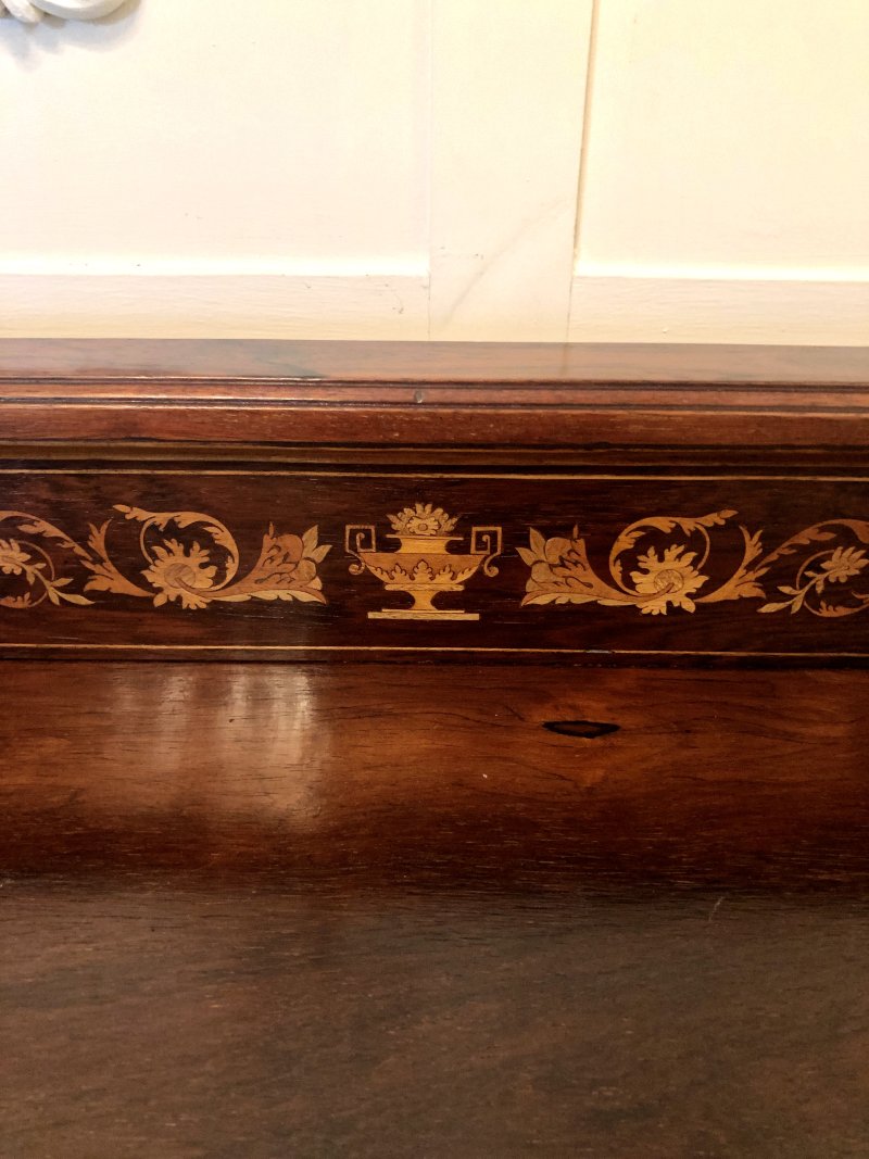 Antique Victorian Inlaid Rosewood Side Cabinet - Image 9